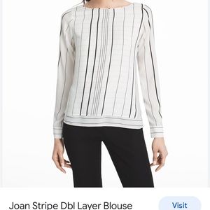 White House Black Market Window Pane Stripe Double-Layer Blouse